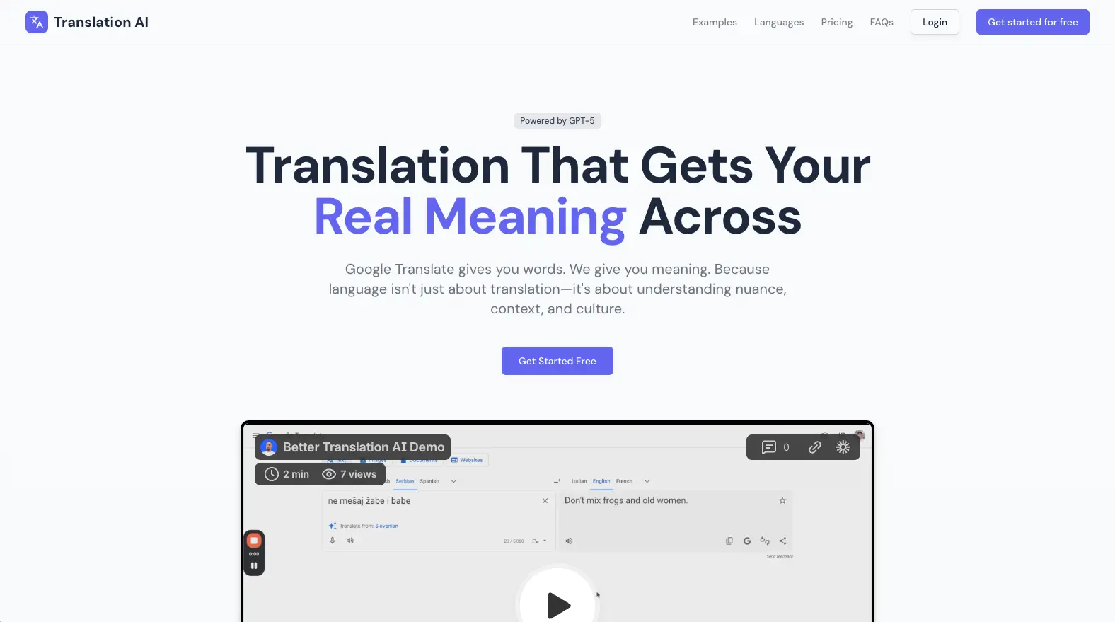 Better Translation AI Homepage Screenshot